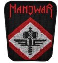 Метъл нашивка Manowar Hammer с избродиран чук и червено лого