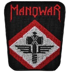 Метъл нашивка Manowar Hammer с избродиран чук и червено лого