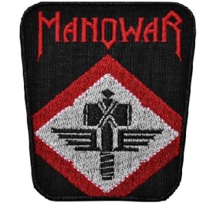 Метъл нашивка Manowar Hammer с избродиран чук и червено лого