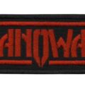 Бродирана метъл нашивка Manowar Logo в червен цвят върху черен фон