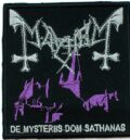 Оригинална бродирана метъл нашивка Mayhem – De Mysteriis Dom Sathanas с лилава катедрала