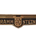 Оригинална бродирана метъл нашивка Rammstein със златисто лого върху черен фон