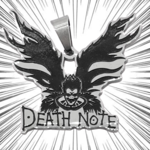 Детайлен стоманен аниме медальон death note с крила и лого