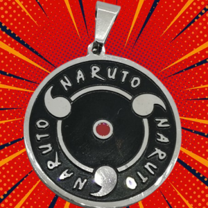 Кръгъл стоманен аниме медальон naruto sharingan с червен център