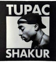 Квадратна черно-бяла нашивка Tupac Shakur 2pac