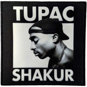 Квадратна черно-бяла нашивка Tupac Shakur 2pac