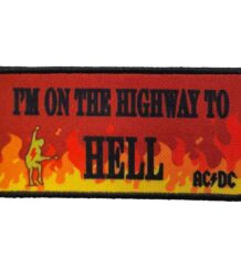 Правоъгълна рок нашивка AC/DC Highway to Hell с пламъци