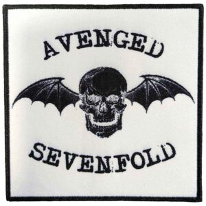 Квадратна метъл нашивка Avenged Sevenfold Deathbat бяла