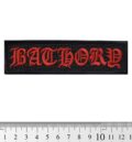 Метъл нашивка Bathory Logo с червена готическа бродерия