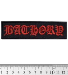 Метъл нашивка Bathory Logo с червена готическа бродерия