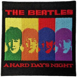 Квадратна бродирана рок нашивка The Beatles A Hard Day's Night с цветни лица