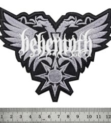 Метъл нашивка Behemoth Logo с бяла бродерия на двуглав орел