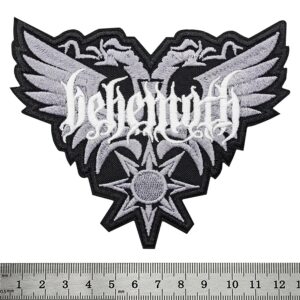 Метъл нашивка Behemoth Logo с бяла бродерия на двуглав орел