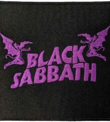 Квадратна бродирана метъл нашивка Black Sabbath Purple Logo с лилаво лого и демони