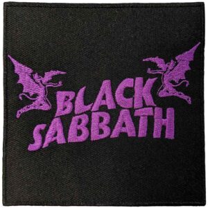 Квадратна бродирана метъл нашивка Black Sabbath Purple Logo с лилаво лого и демони