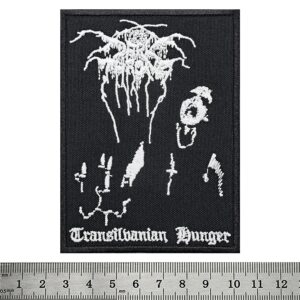 Метъл нашивка Darkthrone Transilvanian Hunger с бяла бродерия