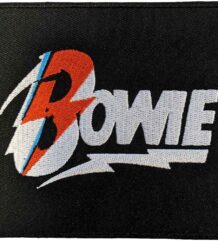 Рок нашивка David Bowie Logo с червена светкавица и бял надпис