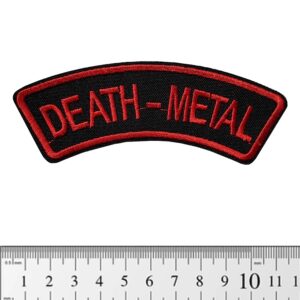 Бродирана метъл нашивка Death Metal с червена бродерия на черен фон