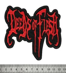 Метъл нашивка Deeds of Flesh Logo с бяла бродерия