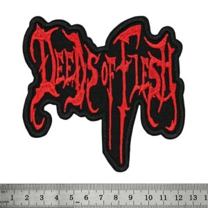 Метъл нашивка Deeds of Flesh Logo с бяла бродерия