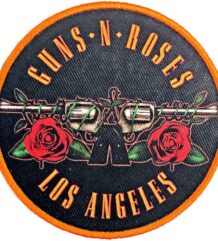 Кръгла принтирана рок нашивка Guns N' Roses Los Angeles с револвери и рози
