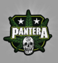 Бродирана метъл нашивка Pantera с листо марихуана, звезди и череп