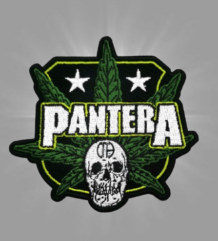 Бродирана метъл нашивка Pantera с листо марихуана, звезди и череп
