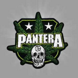 Бродирана метъл нашивка Pantera с листо марихуана, звезди и череп