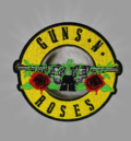Оригинална бродирана рок нашивка Guns N' Roses с жълто лого, револвери и рози