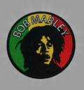 Кръгла бродирана реге нашивка с портрет на Bob Marley и цветовете зелено, жълто и червено