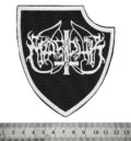 Метъл нашивка Marduk Shield Logo с бяла бродерия на щит