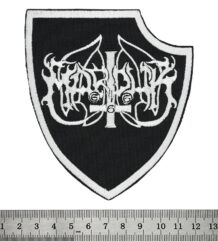 Метъл нашивка Marduk Shield Logo с бяла бродерия на щит