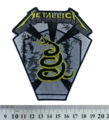 Метъл нашивка Metallica Black Album Snake с бродирана жълта змия