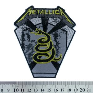 Метъл нашивка Metallica Black Album Snake с бродирана жълта змия