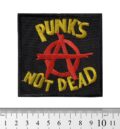 Пънк нашивка Punk’s Not Dead с червена анархия и бяла бродерия