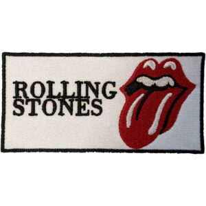 Бродирана рок нашивка Rolling Stones Logo White с червен език