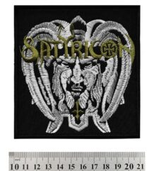 Метъл нашивка Satyricon Volcano Logo с бяла и златиста бродерия