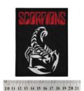 Рок нашивка Scorpions Logo & Scorpion с бяла бродерия и червено лого