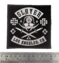 Метъл нашивка Slayer Los Angeles с бяла бродерия на шлем