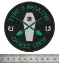 Кръгла бродирана метъл нашивка Type O Negative Casket Crew в зелено и бяло