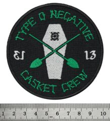 Кръгла бродирана метъл нашивка Type O Negative Casket Crew в зелено и бяло