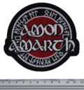 Метъл нашивка Amon Amarth Runes Logo с червен кръг и руническа бродерия