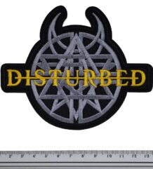 Метъл нашивка Disturbed Logo & Symbol с жълта и сива бродерия