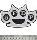 Метъл нашивка Five Finger Death Punch Brass Knuckles бяла бродерия