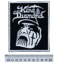 Метъл нашивка King Diamond Logo с бяла бродерия върху черен фон