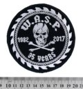 Рок нашивка W.A.S.P. Logo & Circular Saw с червена бродерия на диск