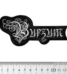 Метъл нашивка Burzum Logo с бяла бродерия и сложни орнаменти
