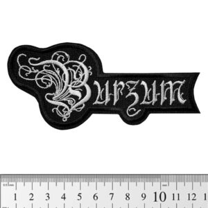 Метъл нашивка Burzum Logo с бяла бродерия и сложни орнаменти