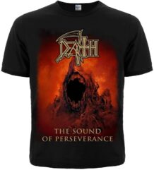 Предна част на черна метъл тениска Death с обложката на The Sound of Perseverance