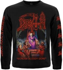 Предна част на черна фланела с дълъг ръкав Death Scream Bloody Gore с цветна щампа и червени надписи